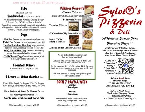 sylvios pizza yuba city  Find the closest local pizzerias that deliver on Slice